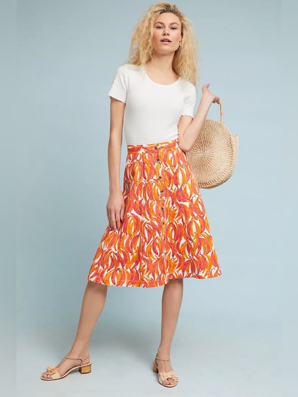 NWT Anthropologie maeve Banana Grove Denim Midi Skirt